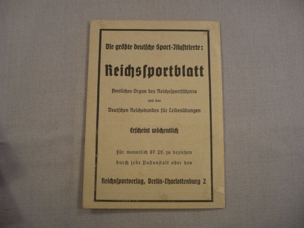 Ausweis ohne Bild des Reichsbundes für Leibesübungen