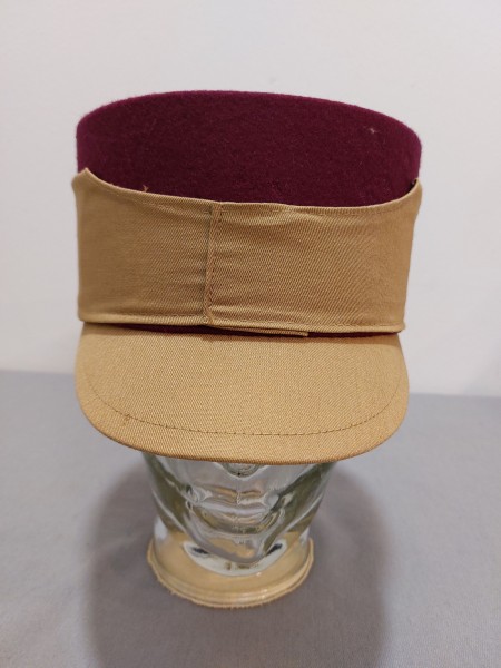 3.Reich Kappe der SA, braun mit Gebietsfarbe Tannenberg und Westfalen dunkelweinrot Grösse 57