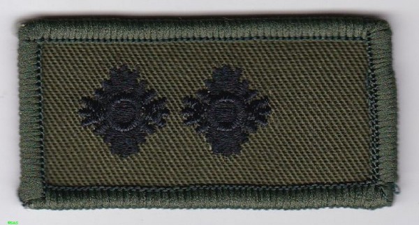 Dienstgradabzeichen für Helmbezug, neue Form, 1st Lieutenant schwarz auf oliv 2 Sterne
