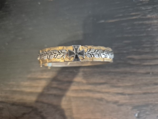Kaisereich bis 1918 Armring aus einem Führungsring mit Eisernem Kreuz 1914 und Eichenlaub - innen Vo