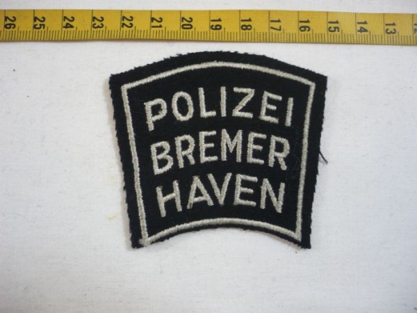 Bremen: Armabzeichen, Polizei Bremerhaven, alte Art mit Dienstgradabzeichen, Polizeiwachtmeister, maschinengestickt