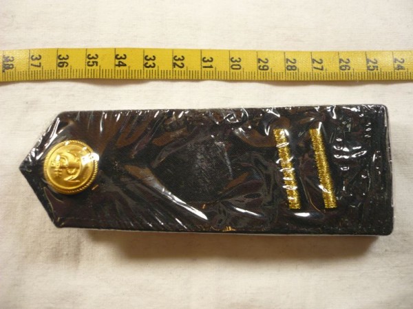 Allgemein: Schulterklappen Wasserschutzpolizei Frepo blau, 2 Balken gold 5mm für 10 Jahre, Druckknopf gold mit Anker