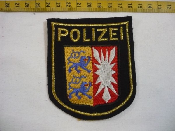 Schleswig-Holstein: Armabzeichen, Wasserschutzpolizei Schleswig- Holstein, blau, Lurex gold maschinengestickt