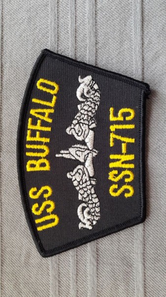 Baseballcap Aufnäher USS Buffalo SSN-715 Fische in silber Lurex