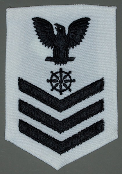 Armabzeichen für Hemden, Dienstgrad mit Laufbahnabzeichen, QM Quatermaster, Petty Officer First Class 