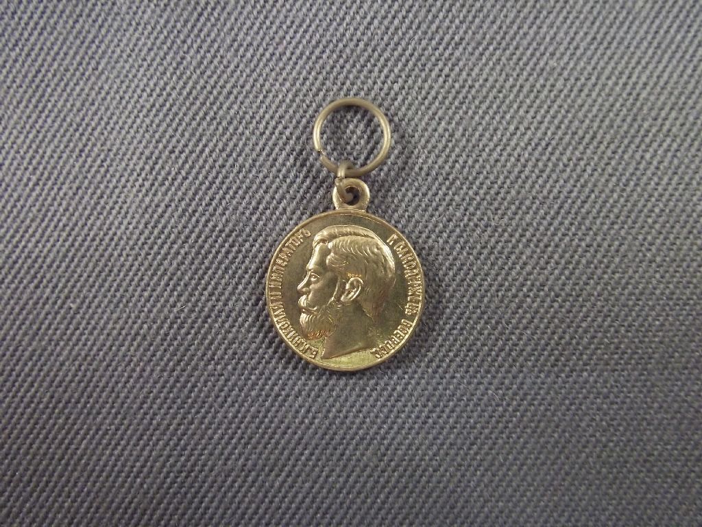 Medaille für Eifer Miniatur Lebensrettungsmedaille Zar Nikolaus II 16mm gold 