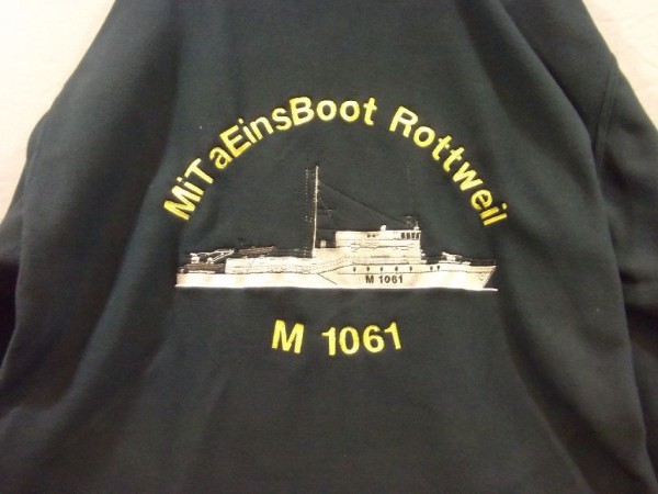 Jacke, Fleecejacke, #Größe Medium# mit Bruststickerei Adler, und Rückenstickerei #Mit aEinsBoot Rottweil M1061#, dunkelblau 2.Wahl siehe Fotos für die Stickerei