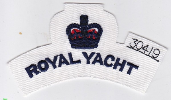 Armabzeichen ROYAL YACHT Besatzung besteht aus Royal Marines rot- schwarz auf weiß 