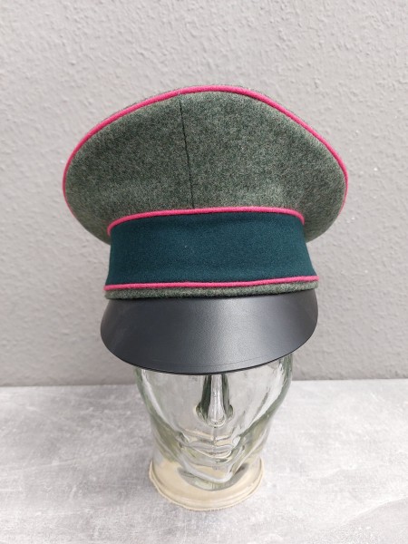 Schirmmütze Mannschaften und Offiziere, feldgrau melliert, ohne Hersteller, Lederschirm Größe 54