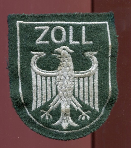 Zoll Armabzeichen alter Art in maschinengestickt 10cm x 8,5cm Mantel?