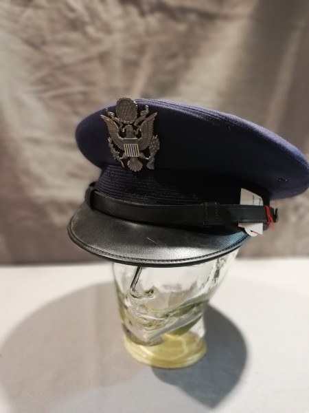 US Schirmmütze Air Force USAF Service Cap Offizier mit Regenbezug Größe 7 1/4 - 58