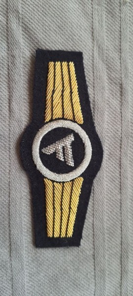 Tätigkeitsabzeichen Führungsdienstpersonal in silber mit gold handgestickt auf dunkelblau