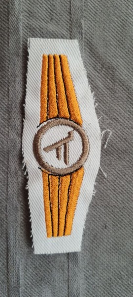 Tätigkeitsabzeichen Führungsdienstpersonal in bronze mit gold maschinengestickt auf weiß