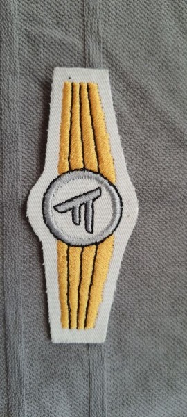 Tätigkeitsabzeichen Führungsdienstpersonal in silber mit gold maschinengestickt auf weiß