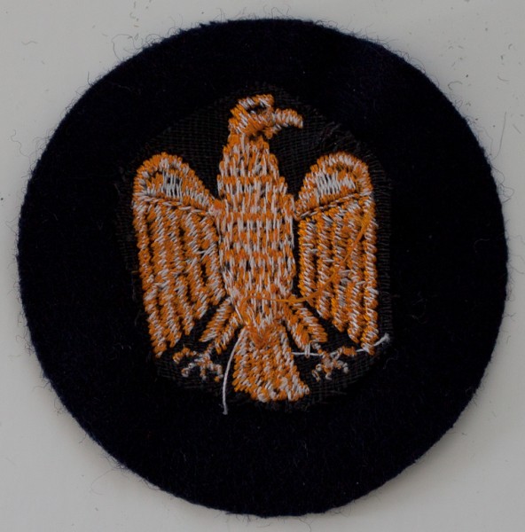 BUND: Mützenabzeichen, BGS, Bundesadler,  Maschinengestickt