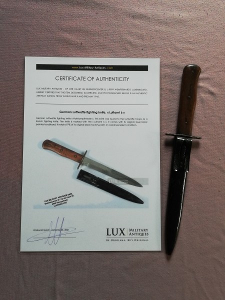 Wehrmacht Luftwaffe Kampfmesser mit Abnahme Luftamt 6