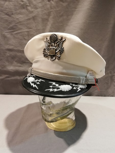 US Schirmmütze Air Force USAF Offizier weiß mit Schirmstickerei Größe 7 1/4 - 58