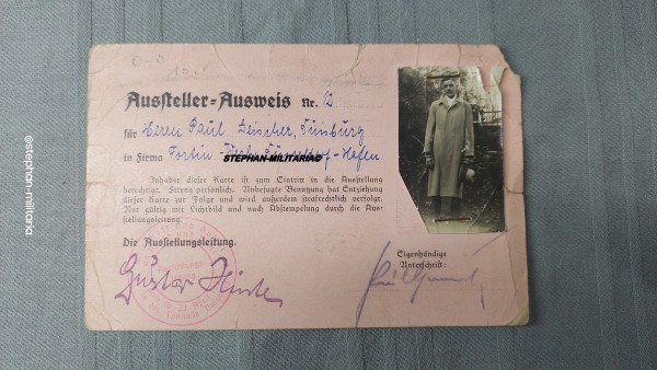 3.Reich Austeller-Ausweis der Firma Fortin-Werke Düsseldorf von 1937