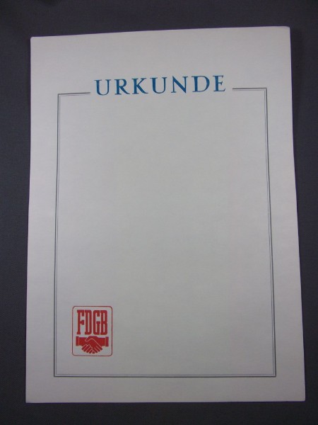 Urkunde Freier Deutscher Gewerkschaftsbund blanko 