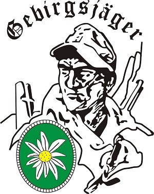 Bundeswehr Aufkleber Gebirgsjäger 97 x 75 mm - hinter Glas