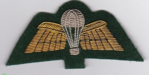 Armabzeichen Operational Qualified Paratrooper gold auf grün handgestickt
