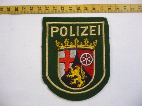 Rheinland-Pfalz: Armabzeichen, Polizei Rheinland-Pfalz, grün, maschinengestickt