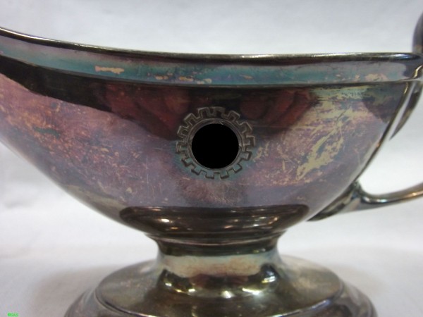 Soßiere, 90er Silberauflage, aus der Kantine der Hamburger DAF Zentrale, Hersteller Gebr. Hepp