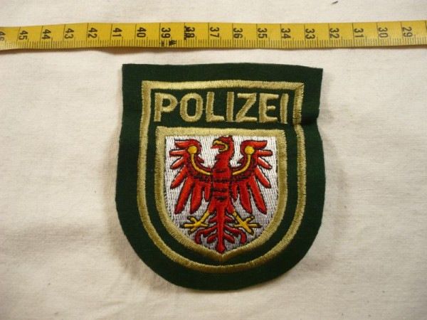 Brandenburg: Armabzeichen, Polizei Brandenburg, grün, maschinengestickt
