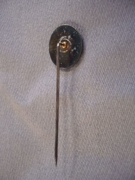 Hessen: Feuerwehr- Leistungsabzeichen in Gold mit silbernem Kranz, Miniatur an langer Nadel