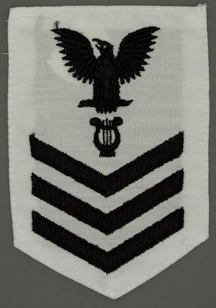 Armabzeichen für Hemden, Dienstgrad mit Laufbahnabzeichen, MU Musician, Petty Officer First Class 