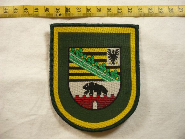 Sachsen-Anhalt: Armabzeichen, Polizei Sachsen-Anhalt, grün, gewebt