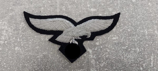 Brustadler Luftwaffe für Offizier silber handgestickt auf schwarz