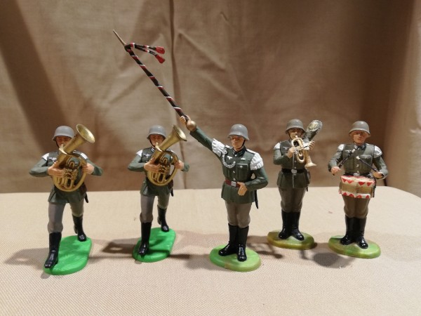 Elastolin- Soldaten - 5 Stück - Muiskkorps Hersteller Preiser Elastolin