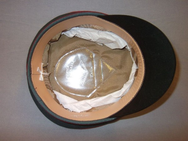 Schirmmütze, Mannschaften und Offiziere, feldgrau, Trikot, Hersteller Erel, ohne Abzeichen, Lederschirm #Größe 57# #Waffenfarbe weiß# 