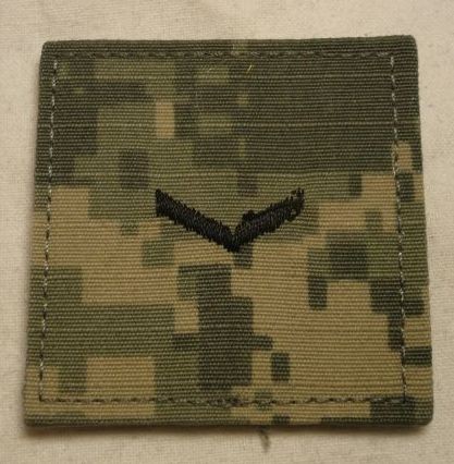 Dienstgradabzeichen, Kragenabzeichen, ACU Digital, mit Klett, Privat E-2, ROTC