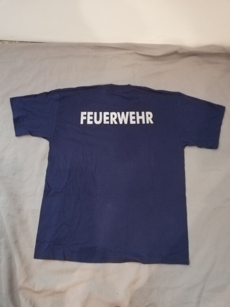 Feuerwehr T-Shirt blau Grösse XL-XLarge mit selbstleuchtendem silbernen Aufdruck