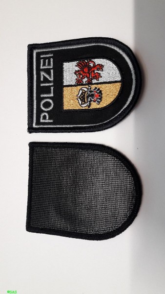 Mecklenburg-Vorpommern: Armabzeichen, Polizei Mecklenburg-Vorpommern, blau, maschinengestickt, mit Klett 80mm