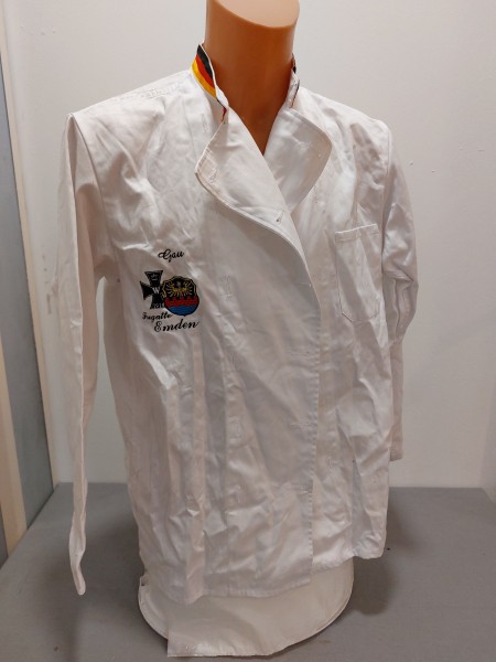 Bundeswehr Jacke Kochjacke weiß mit Stickerei Fregatte Emden Größe 48