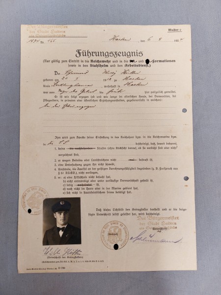 3.Reich XX Urkunden Nachlass Schutzpolizei Wachtmeister W.Hütten XX- Pol.Geb.Jäg. Rgt 18