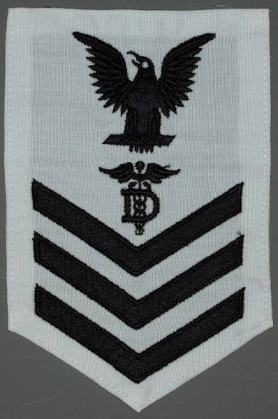 Armabzeichen für Hemden, Dienstgrad mit Laufbahnabzeichen, DT Dental Technician, Petty Officer First Class 