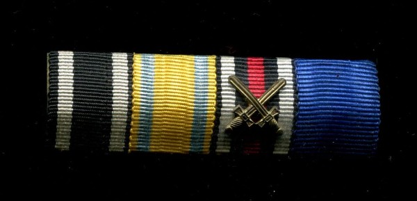 Bandspange Feldspange WW1 - 4 Auszeichnungen EK2 1914, Sachsen, Frontkämpfer, Dienstauszeichnung