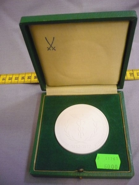 Meissen Medaille im Etui, 20 Jahre Zollverwaltung der DDR