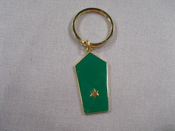 Allgemein: Schlüsselanhänger Polizei Schulterklappe, 1 Stern gold auf grün, Metall
