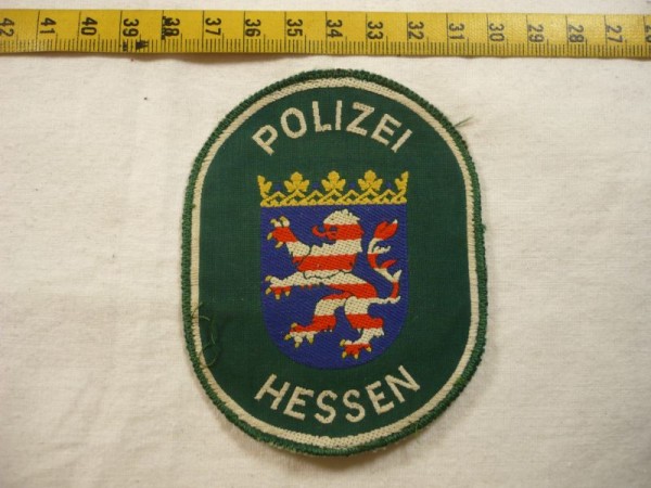 Hessen: Armabzeichen, Polizei Hessen, Alte Art, grün, gewebt
