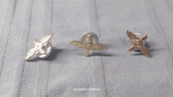 UdSSR Kragenspiegelauflage Luftstreitkräfte Aluminium gold - 3 Stück Original