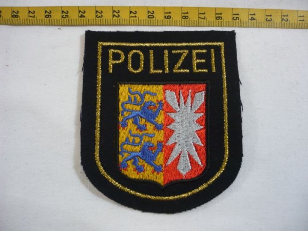 Schleswig-Holstein: Armabzeichen, Wasserschutzpolizei Schleswig- Holstein, blau, Lurex gold maschinengestickt