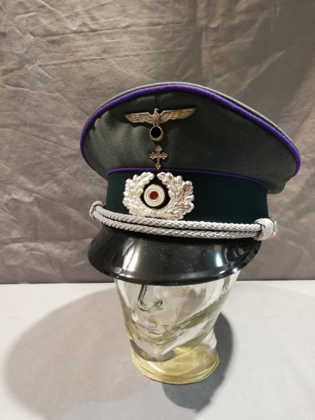 Wehrmacht Heer Schirmmütze für einen Feldgeistlichen mit Abzeichen Größe 60