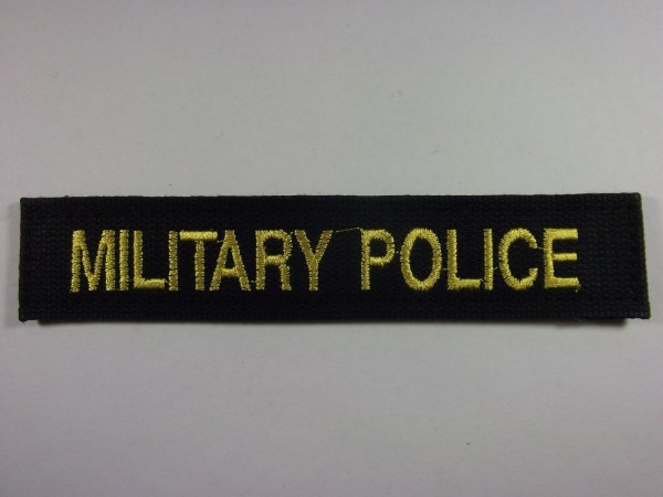 Namenstreifen, MILITARY POLICE, gelb auf schwarz maschinengestickt mit Klett