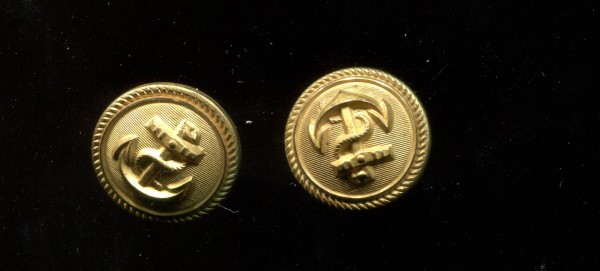 Kriegsmarine Schraubknopf 18mm, vergoldet mit Anker - Assmann alte Schrift 2 Stück
