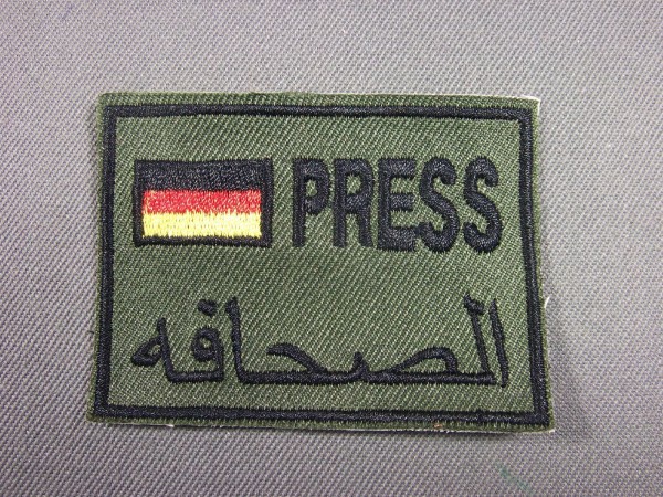 Aufnäher Press mit National BRD und Schrift Arabisch